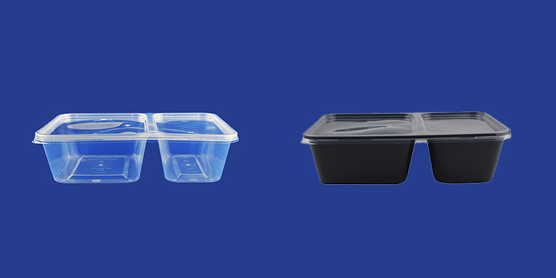 Rectangular 2 Compartment Food Packaging Plastic Containers 