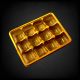 Plastic Chocolate Packaging Tray 12 Cavities – Golden
