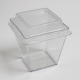 Plastic Cup 250 ML Square Big With Lid – Transparent