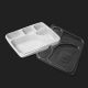 White 5 Compartment Meal Platter Tray With Lid
