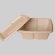 Sugarcane Bagasse Anti-Leak Container 1000 ML Rectangular With Lid – Brown