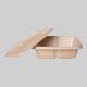 Sugarcane Bagasse Anti-Leak Container 750 ML Rectangular With Lid – Brown
